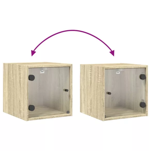 sonoma tölgy színű éjjeliszekrény üvegajtóval 35 x 37 x 35 cm