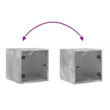 betonszürke éjjeliszekrény üvegajtóval 35 x 37 x 35 cm