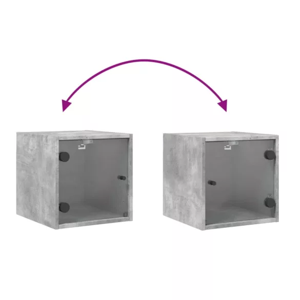 betonszürke éjjeliszekrény üvegajtóval 35 x 37 x 35 cm