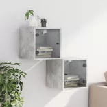 2 db betonszürke éjjeliszekrény üvegajtóval 35 x 37 x 35 cm