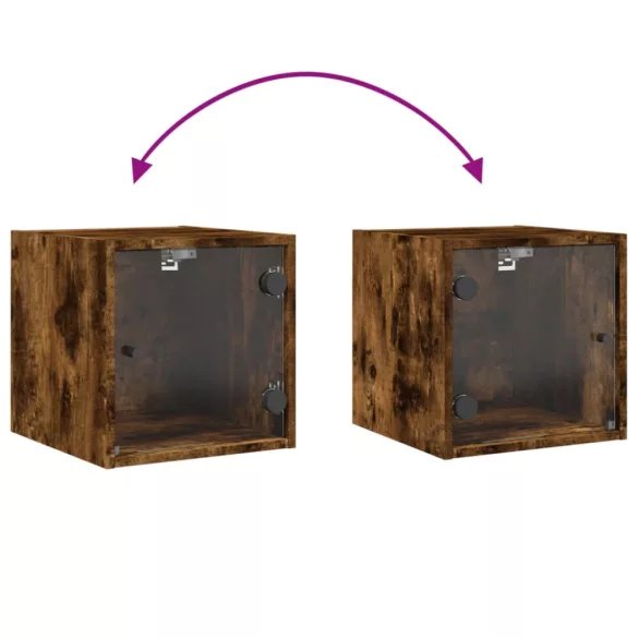 füstös tölgy színű éjjeliszekrény üvegajtóval 35 x 37 x 35 cm