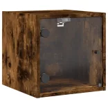 2 db füstös tölgy színű éjjeliszekrény üvegajtókkal 35x37x35 cm