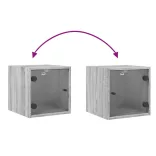 szürke sonoma színű éjjeliszekrény üvegajtóval 35 x 37 x 35 cm