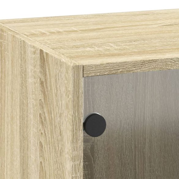 sonoma-tölgyszínű faliszekrény üvegajtókkal 35x37x100 cm