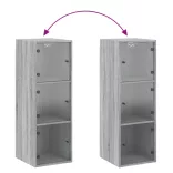 szürke sonoma színű faliszekrény üvegajtókkal 35x37x100 cm