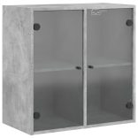betonszürke faliszekrény üvegajtókkal 68 x 37 x 68,5 cm