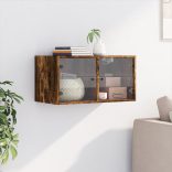 füstös tölgy színű faliszekrény üvegajtókkal 68,5x37x35 cm