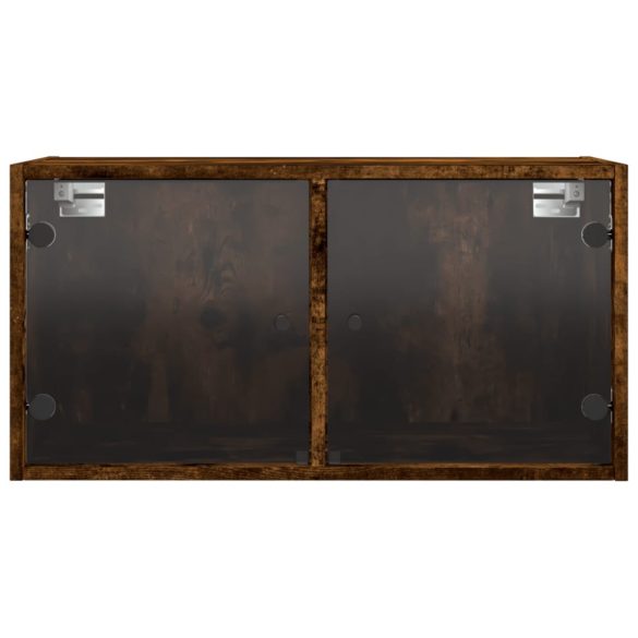 füstös tölgy színű faliszekrény üvegajtókkal 68,5x37x35 cm