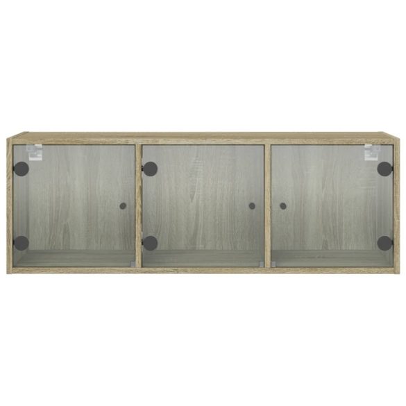 sonoma tölgy színű faliszekrény üvegajtókkal 102 x 37 x 35 cm