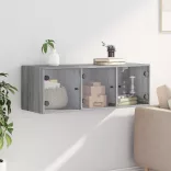 szürke sonoma színű faliszekrény üvegajtókkal 102 x 37 x 35 cm