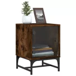 2 db füstös tölgy színű éjjeliszekrény üvegajtókkal 35x37x50 cm