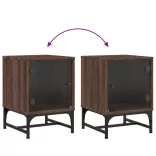 barna tölgy színű éjjeliszekrény üvegajtóval 35 x 37 x 50 cm