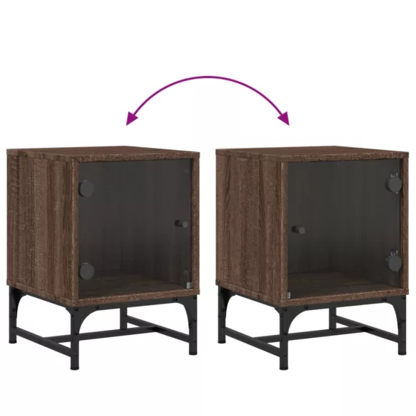 barna tölgy színű éjjeliszekrény üvegajtóval 35 x 37 x 50 cm