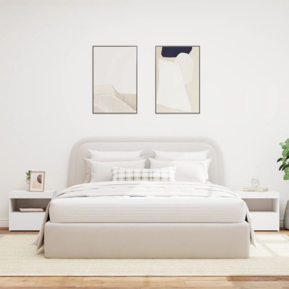 2 db fehér műfa éjjeliszekrény LED-fényekkel 50x40x45 cm