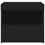 2 db fekete műfa éjjeliszekrény LED-fényekkel 50x40x45 cm