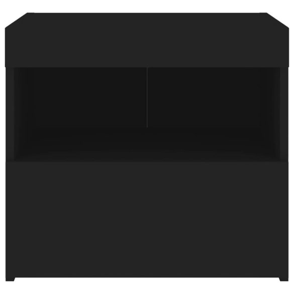2 db fekete műfa éjjeliszekrény LED-fényekkel 50x40x45 cm