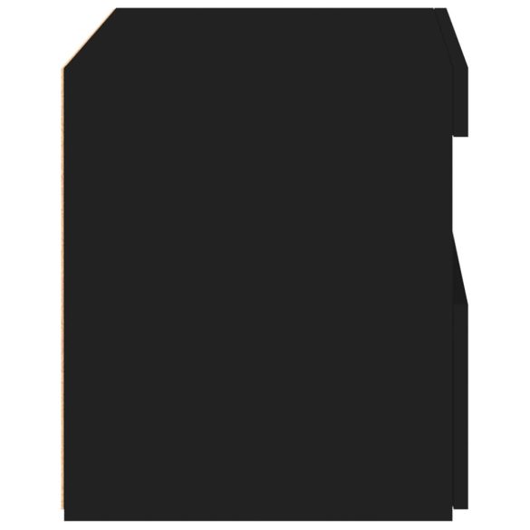 2 db fekete műfa éjjeliszekrény LED-fényekkel 50x40x45 cm