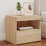 sonoma tölgy színű éjjeliszekrény LED-ekkel 50 x 40 x 45 cm