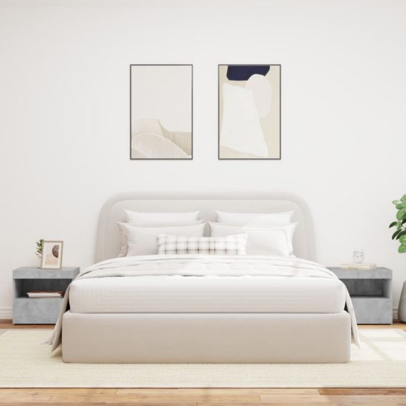 2 db betonszürke éjjeliszekrény LED-fényekkel 50x40x45 cm