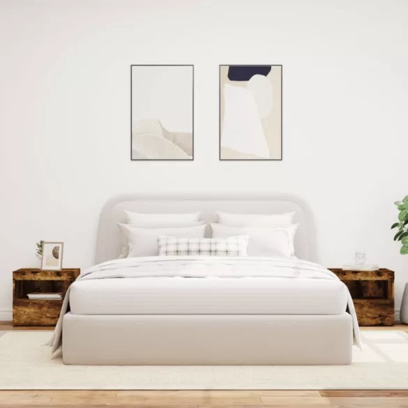 2 db sonoma tölgy éjjeliszekrény LED-fényekkel 50x40x45 cm