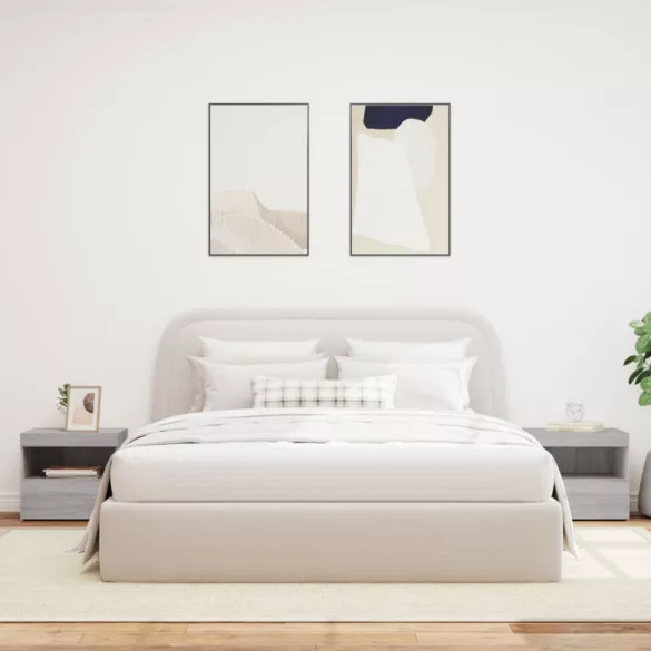 2 db szürke sonoma színű éjjeliszekrény LED-ekkel 50x40x45 cm