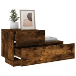 füstös tölgy színű éjjeliszekrény LED-fényekkel 70x36x40,5 cm