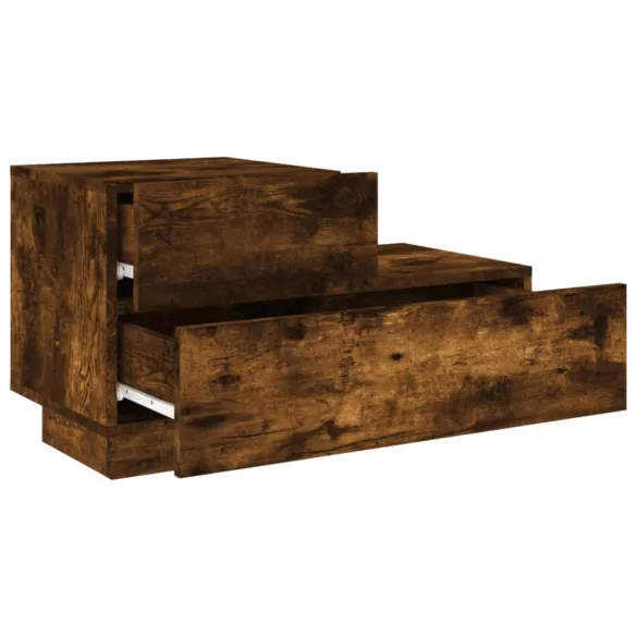 füstös tölgy színű éjjeliszekrény LED-fényekkel 70x36x40,5 cm