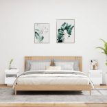 2 db fehér műfa éjjeliszekrény LED-fényekkel 40x39x48,5 cm