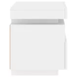 2 db fehér műfa éjjeliszekrény LED-fényekkel 40x39x48,5 cm