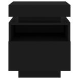 2 db fekete műfa éjjeliszekrény LED-fényekkel 40x39x48,5 cm