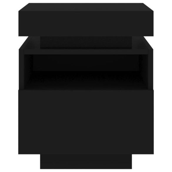 2 db fekete műfa éjjeliszekrény LED-fényekkel 40x39x48,5 cm