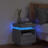 szürke sonoma éjjeliszekrény LED-világítással 40 x 39 x 48,5 cm