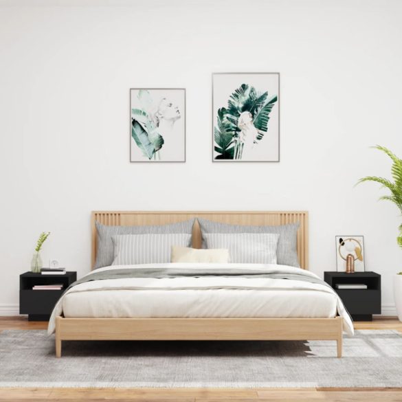 2 db fekete éjjeliszekrény LED-világítással 40 x 39 x 37 cm