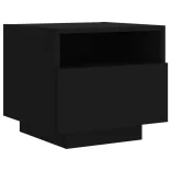 2 db fekete éjjeliszekrény LED-világítással 40 x 39 x 37 cm