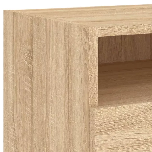 sonoma tölgy színű éjjeliszekrény LED-ekkel 40 x 39 x 37 cm