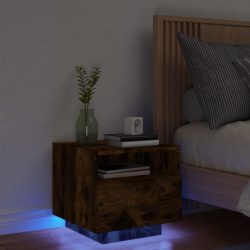   füstös tölgy színű éjjeliszekrény LED-világítással 40x39x37 cm