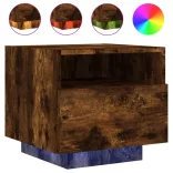 füstös tölgy színű éjjeliszekrény LED-világítással 40x39x37 cm