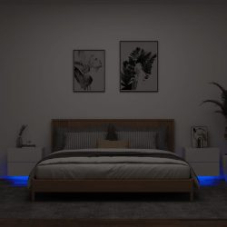   2 db fehér falra szerelhető éjjeliszekrény LED-világítással