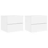 2 db fehér falra szerelhető éjjeliszekrény LED-világítással