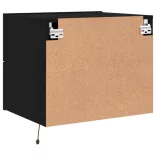 fekete falra szerelhető éjjeliszekrény LED-világítással