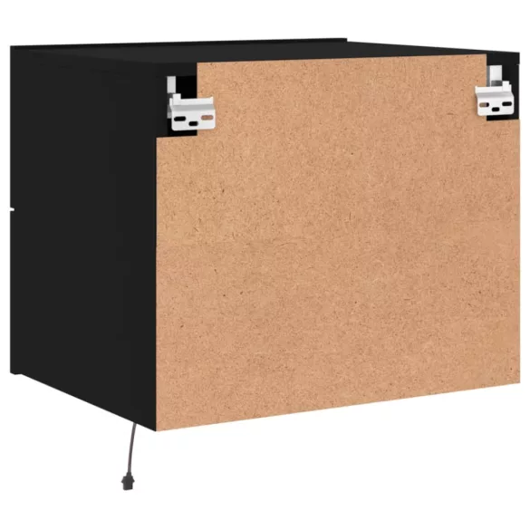 fekete falra szerelhető éjjeliszekrény LED-világítással