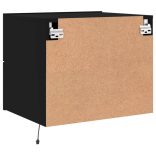 2 db fekete falra szerelhető éjjeliszekrény LED-világítással