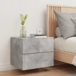 betonszürke falra szerelhető éjjeliszekrény LED-világítással