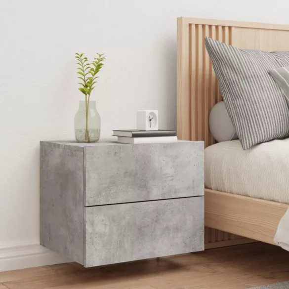 betonszürke falra szerelhető éjjeliszekrény LED-világítással