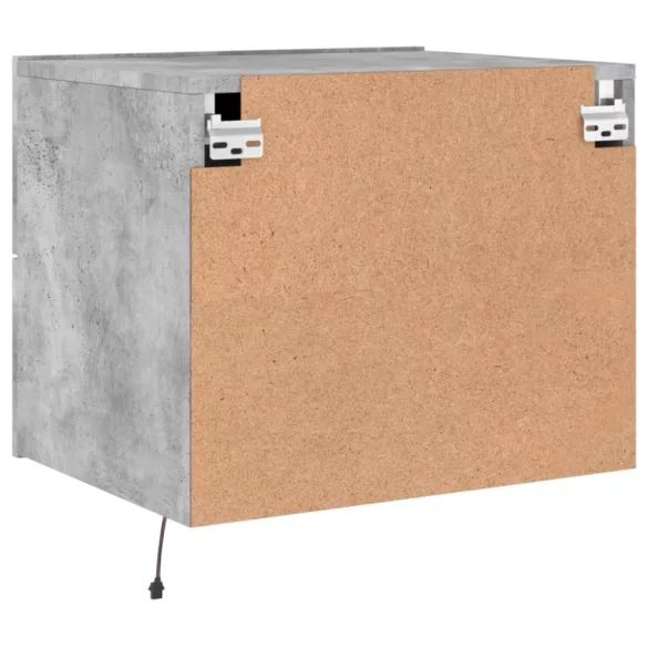 2 db betonszürke fali éjjeliszekrény LED-világítással