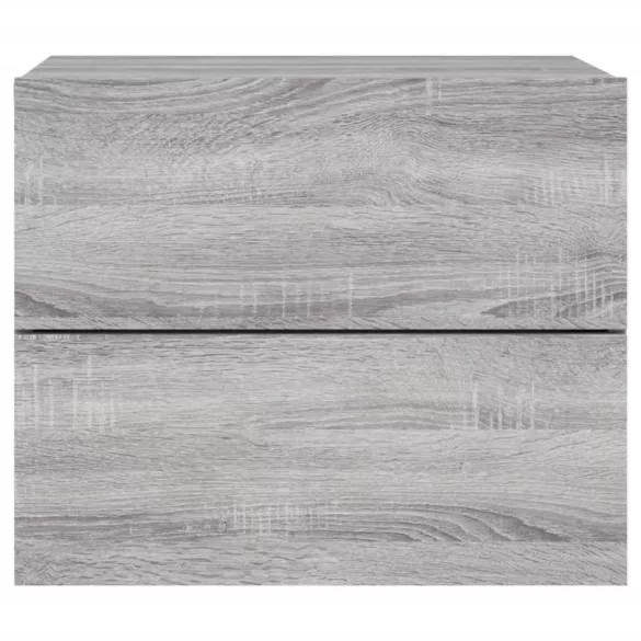 2 db szürke sonoma színű fali éjjeliszekrény LED-világítással