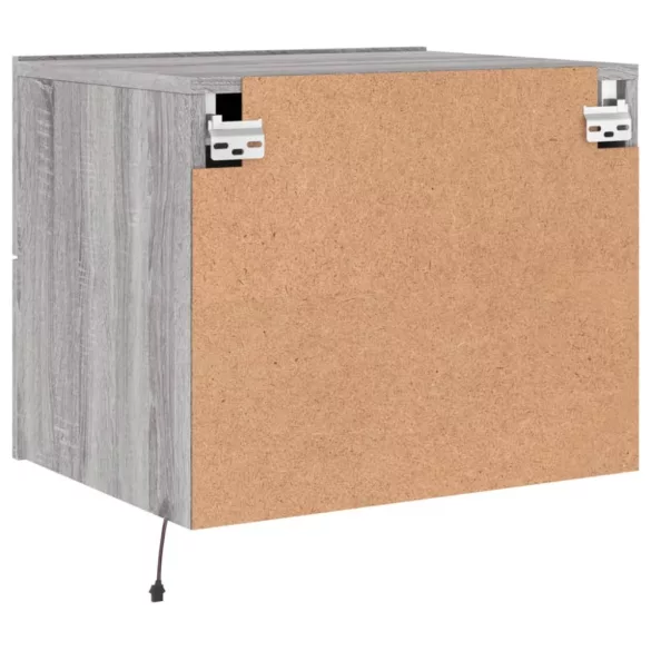 2 db szürke sonoma színű fali éjjeliszekrény LED-világítással