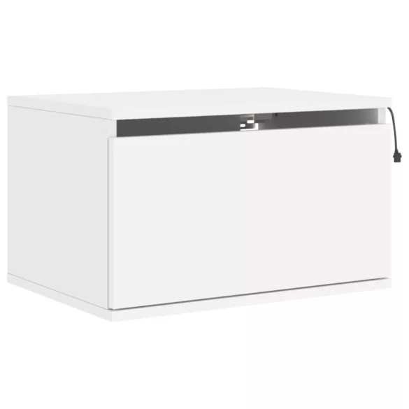 fehér falra szerelhető éjjeliszekrény LED-világítással