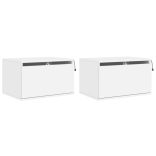 2 db fehér falra szerelhető éjjeliszekrény LED-világítással