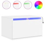 2 db fehér falra szerelhető éjjeliszekrény LED-világítással